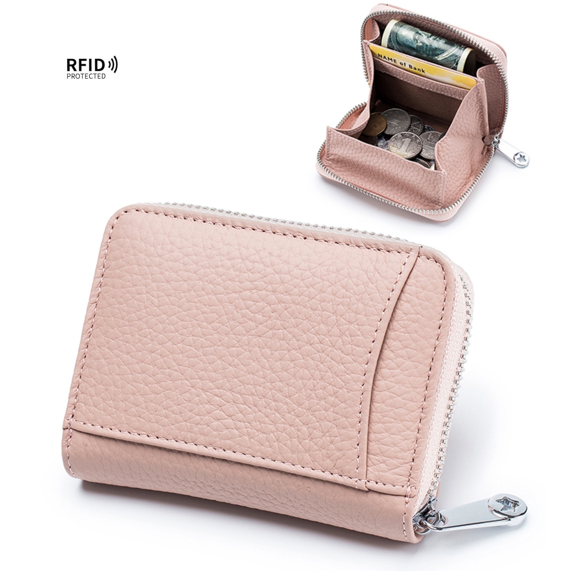 Genuine Leather RFID Blocking Women Wallet with RFID Blocking