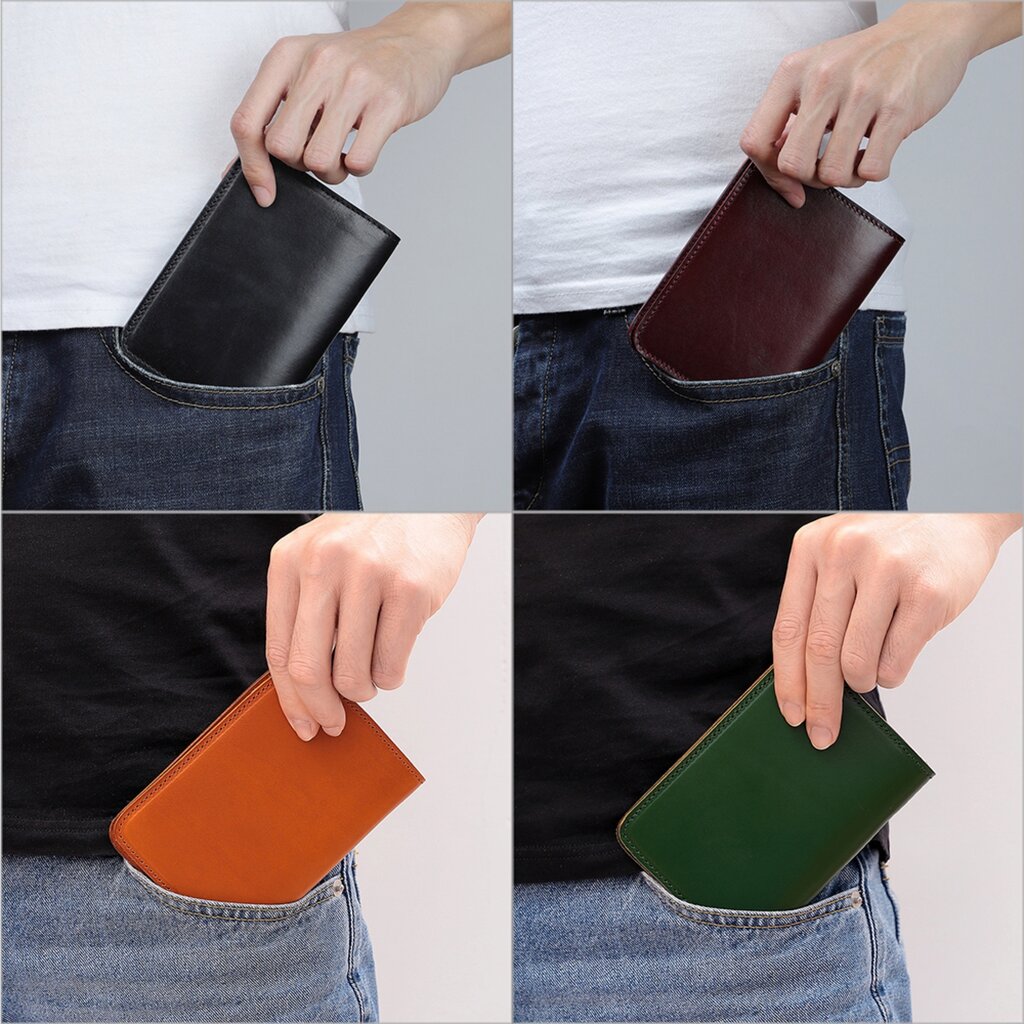 Su.B Leather Passport Holder – Compact Travel Wallet with Card Slots and Ticket Holder for Men and Women - Brown