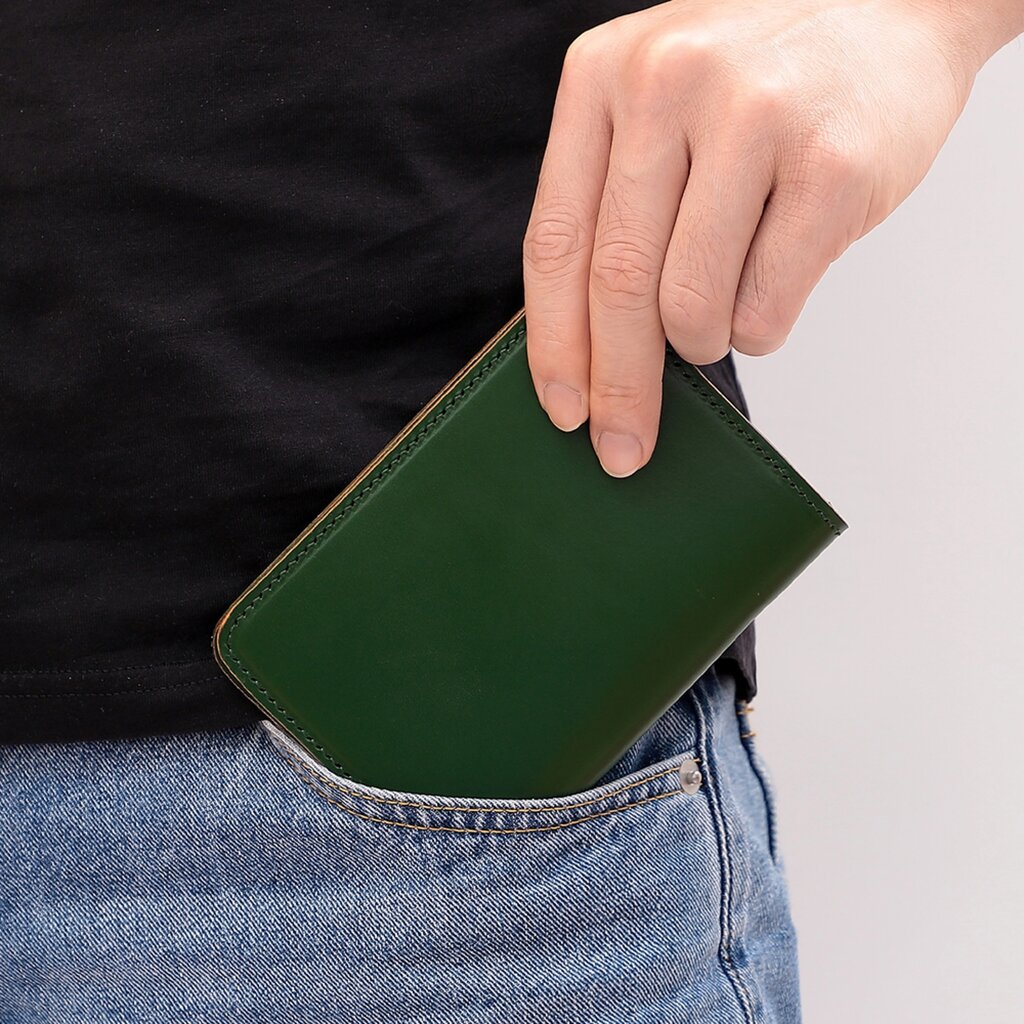 Su.B Leren Paspoorthouder – Compacte Reisportefeuille met Kaartvakken en Ticketvak voor Heren en Dames - Groen