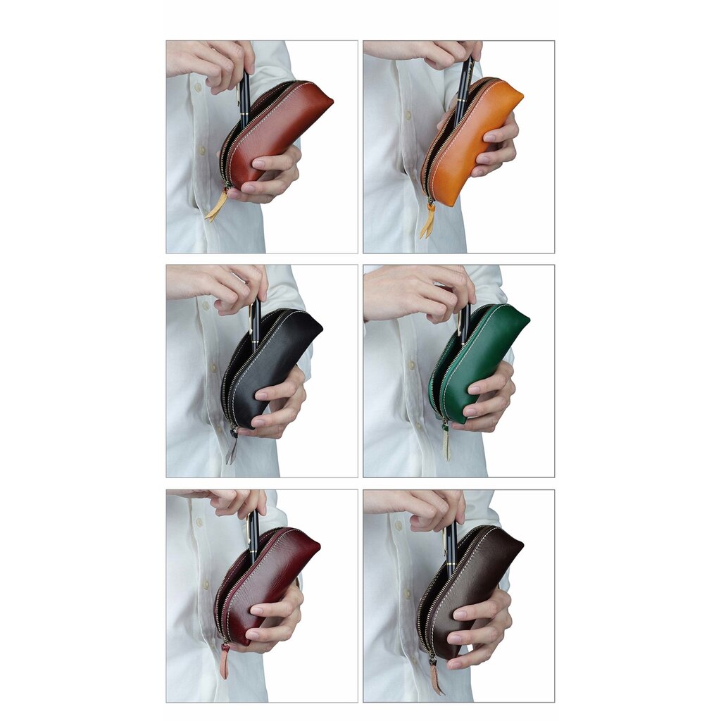 Su.B Federmäppchen - Federtasche - Etui aus Leder - Passend für Mehr als 25 Stifte -  für Männer und Frauen - Cognac