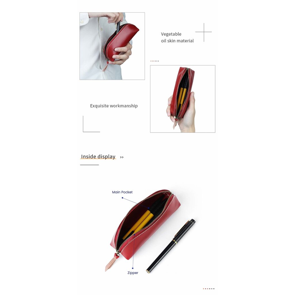 Su.B Federmäppchen - Federtasche - Etui aus Leder - Passend für Mehr als 25 Stifte -  für Männer und Frauen - Cognac