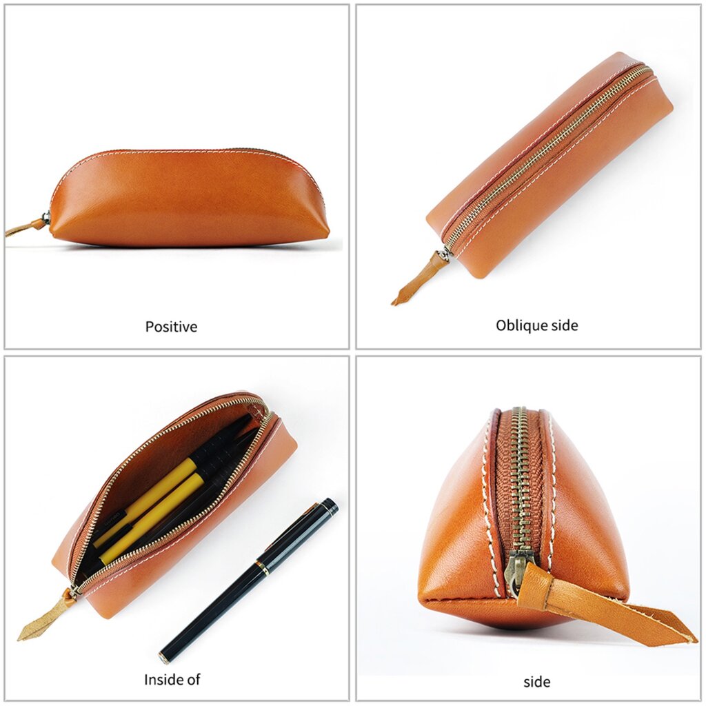 Su.B Federmäppchen - Federtasche - Etui aus Leder - Passend für Mehr als 25 Stifte -  für Männer und Frauen - Cognac