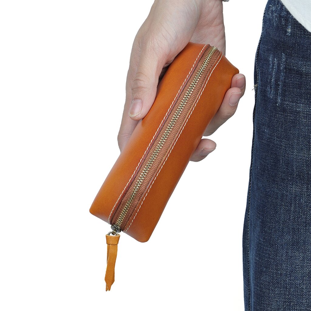 Su.B Federmäppchen - Federtasche - Etui aus Leder - Passend für Mehr als 25 Stifte -  für Männer und Frauen - Cognac
