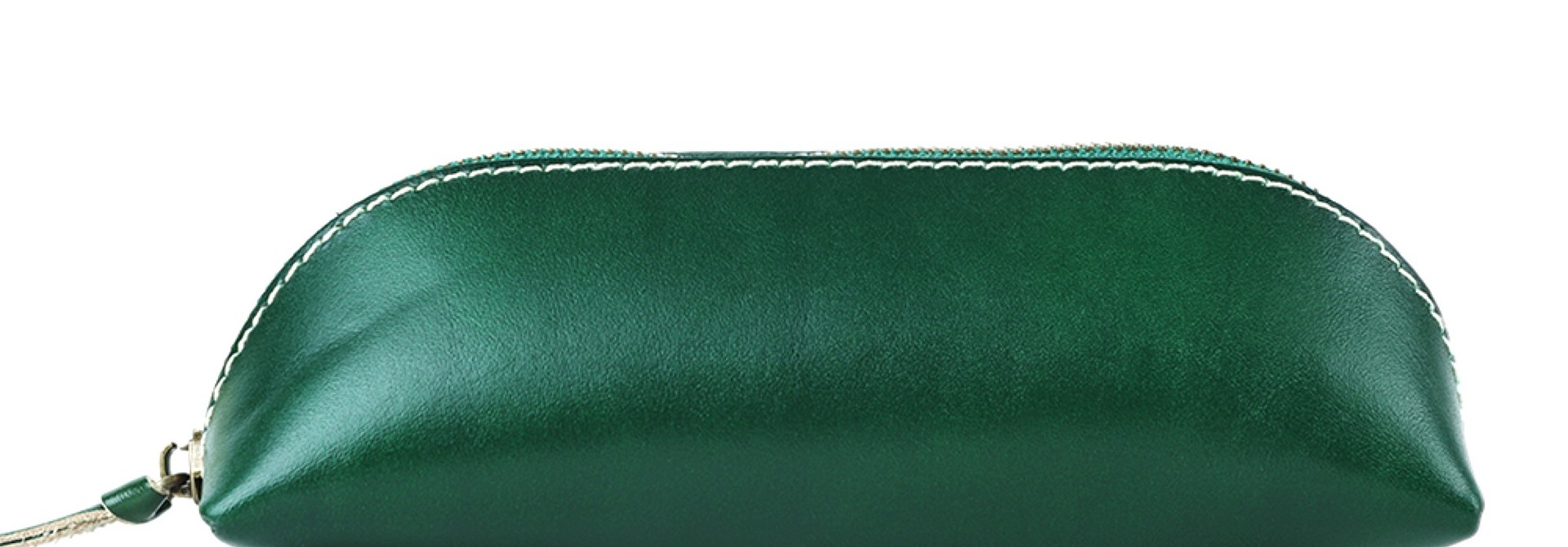 Pencil Case, Pen Holder, Premium Vegetable Leather, Fits More Than 25 Pens - Pencil Pouch With Zipper for Men Women - Green