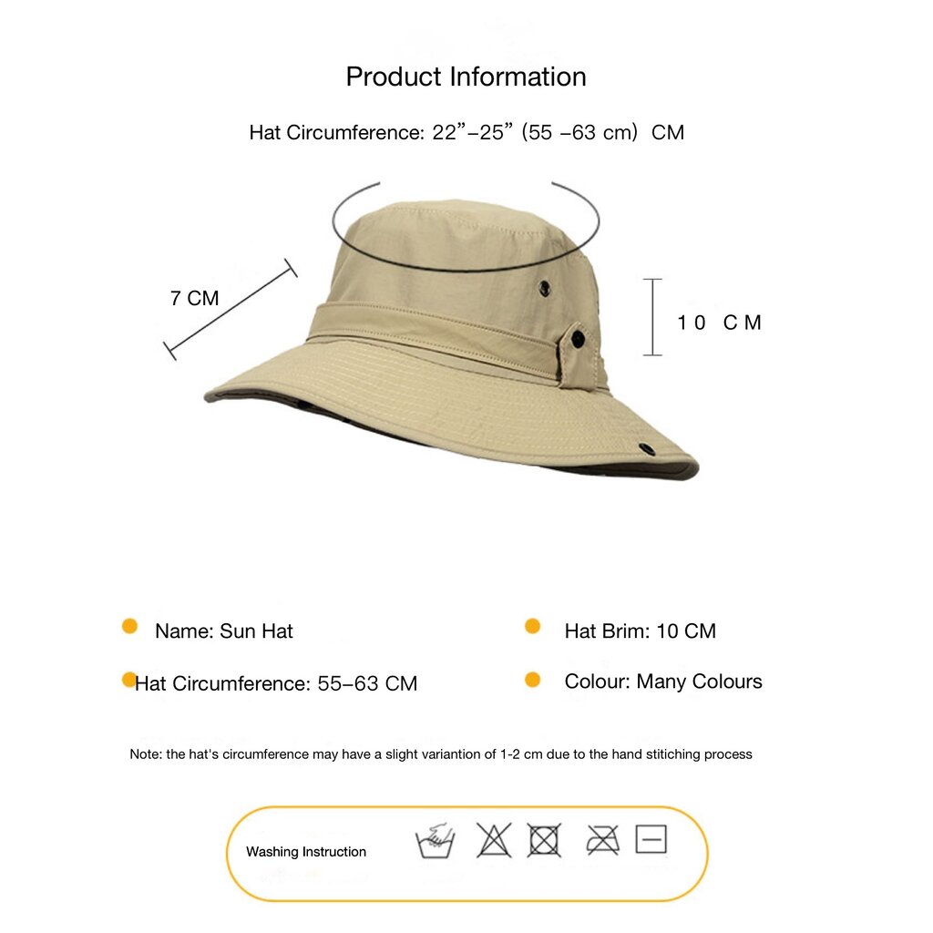 Su.B Sun Hat, Bucket Hat, Foldable, Cowboy Hat Men, Size 22”-25” (55 -63 cm) - Gray