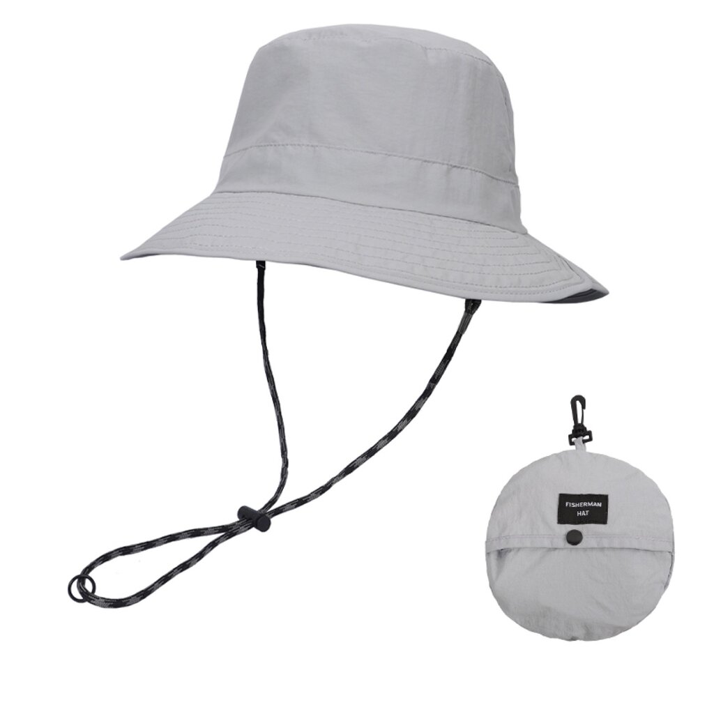 Su.B Sonnenhut Damen, Faltbar, Fischerhut, Schnelltrocknend, Leicht, Verstellbare Größe, Boonie-Hut 53–59 cm – Hellgrau