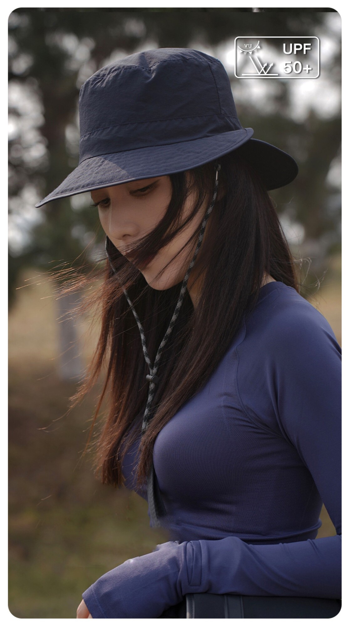 Zonnehoed Dames, Bucket Hat, Opvouwbaar, Cowboy Hoed Dames, Snel Droog, One Size, Verstelbare Maat 53-59 cm -  Blauw-4