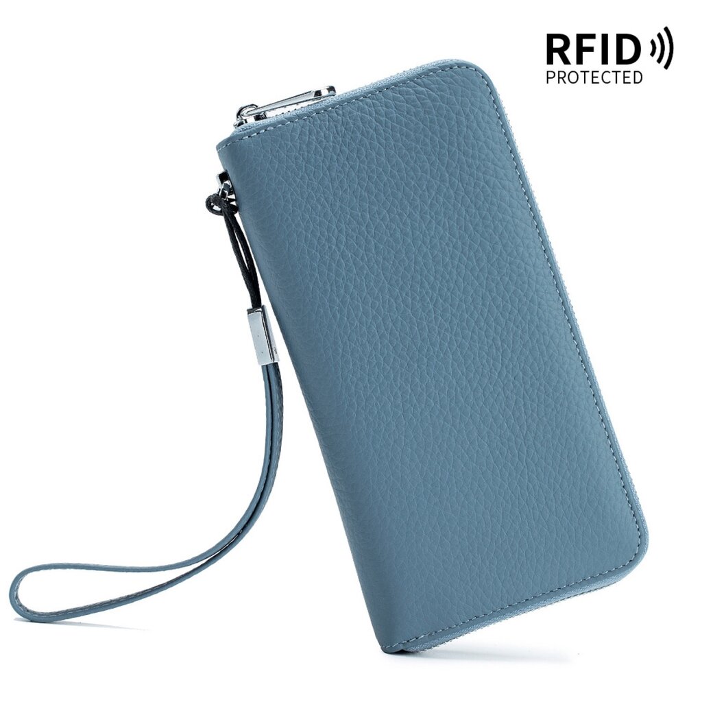 Su.B Wallet, Leather, Wallet Women, Travel Wallet with Wristlet, Fits Passport, Phone, RFID Blocking, Coin Pocket, Card Holder - Blue