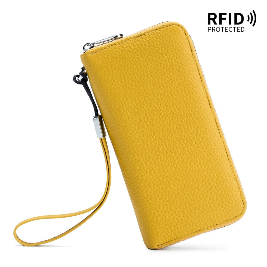 Su.B Wallet, Leather, Wallet Women, Travel Wallet with Wristlet, Fits Passport, Phone, RFID Blocking, Coin Pocket, Card Holder - Yellow