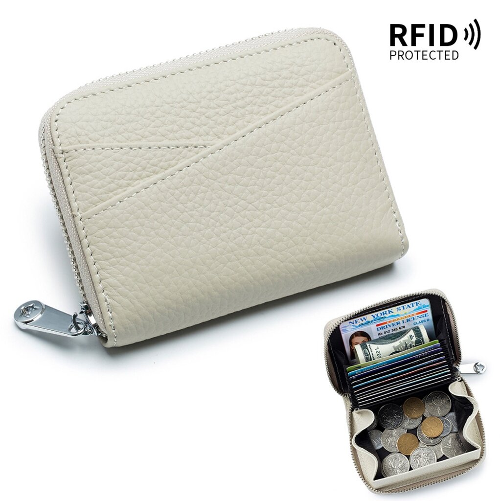 Su.B Pasjeshouder Mannen, Leer, Portemonnee Dames, RFID, Munthouder - Beige