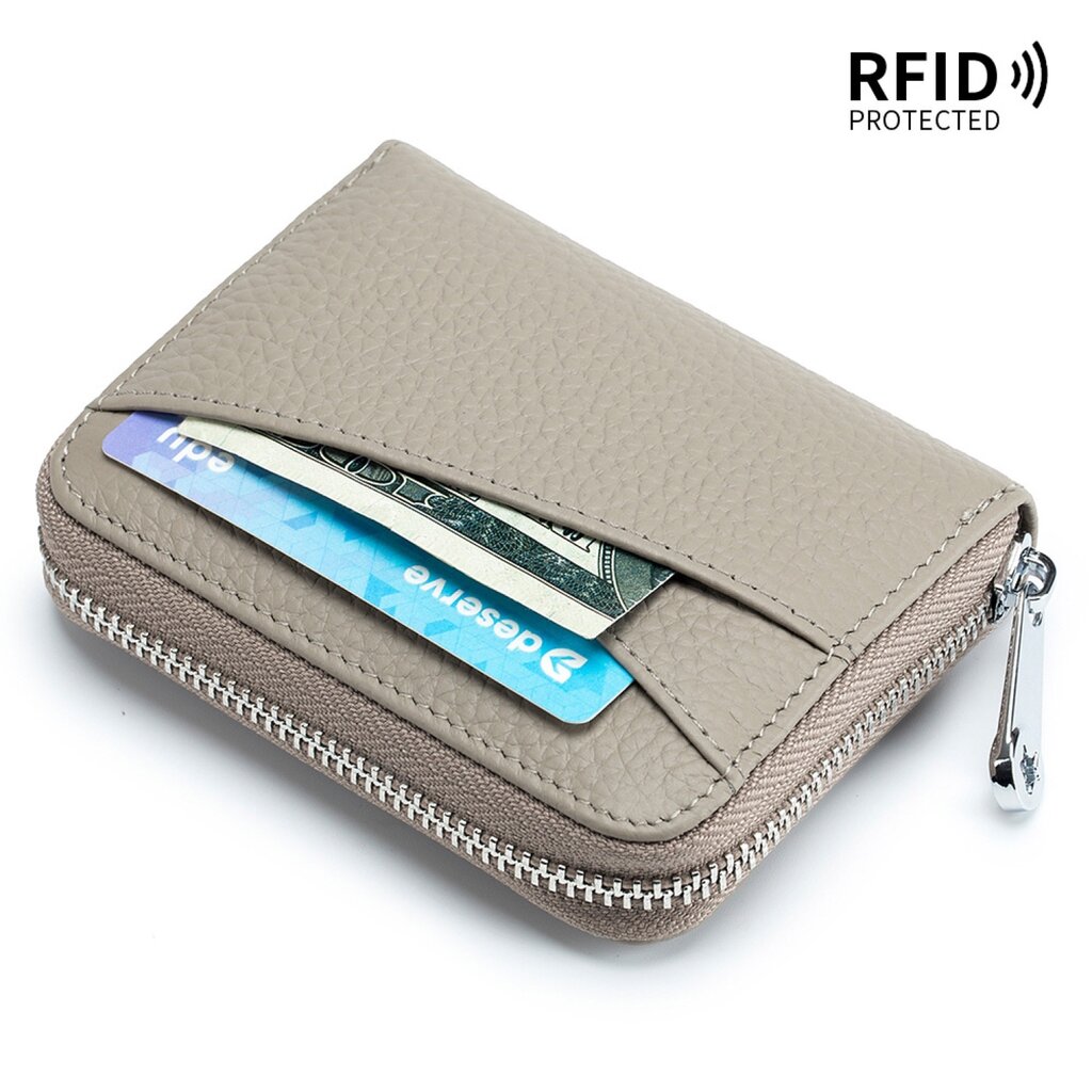Su.B Pasjeshouder Mannen, Leer, Portemonnee Dames, RFID, Munthouder - Beige
