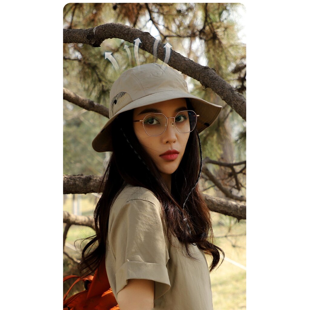 Su.B.dgn Sonnenhut, Fischerhut für Herren und Damen, Schnelltrocknend, Leicht, Verstellbare Größe  55 - 62  cm – Beige