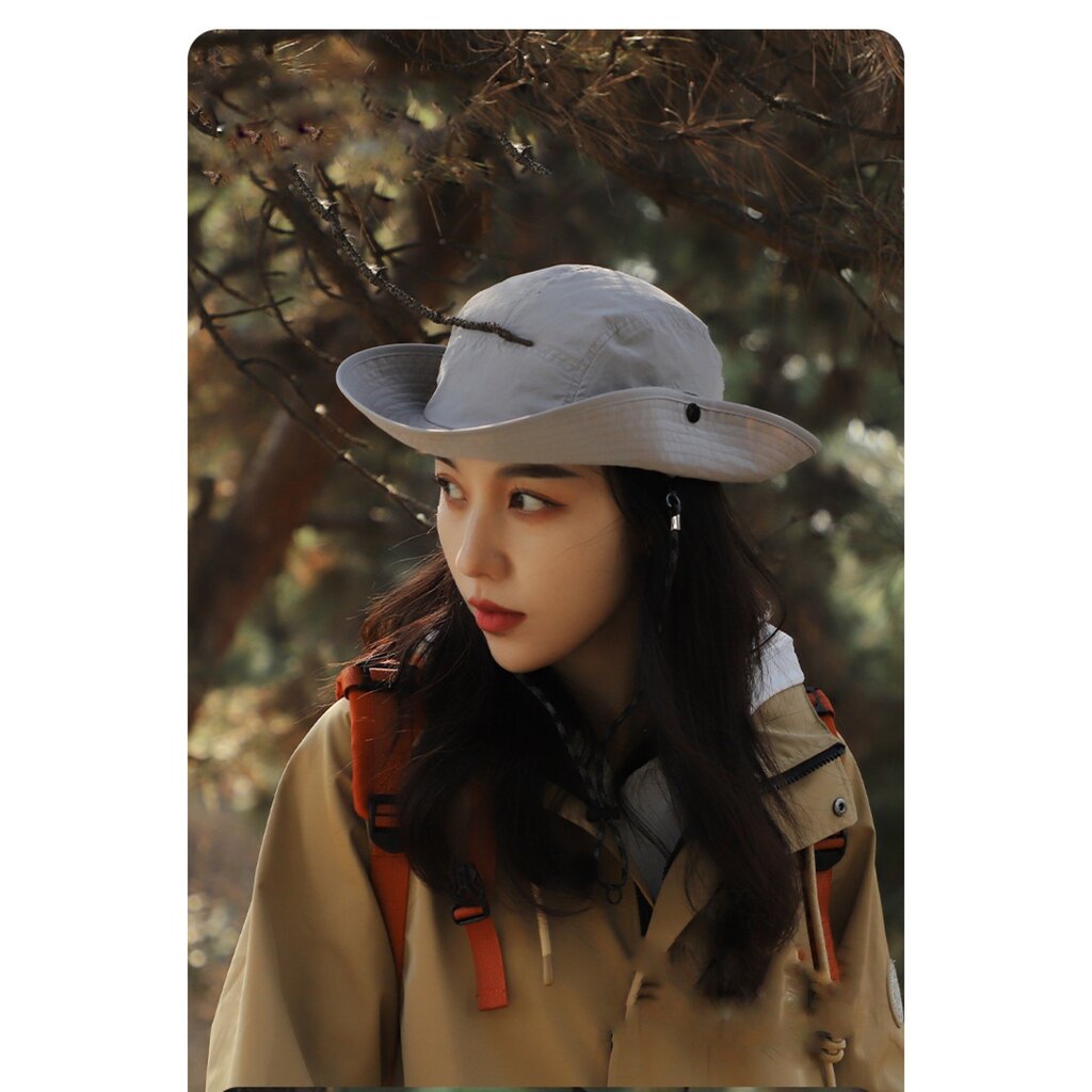 Su.B.dgn Zonnehoed, Bucket Hat, Cowboy Hoed voor Dames und Heren, Verstelbare Maat 55 - 62  cm, UV-bescherming, Snel Droog, One Size – Beige