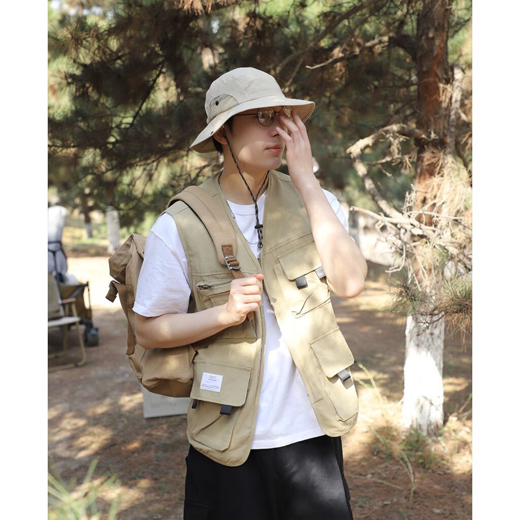 Su.B.dgn Zonnehoed, Bucket Hat, Cowboy Hoed voor Dames und Heren, Verstelbare Maat 55 - 62  cm, UV-bescherming, Snel Droog, One Size – Beige