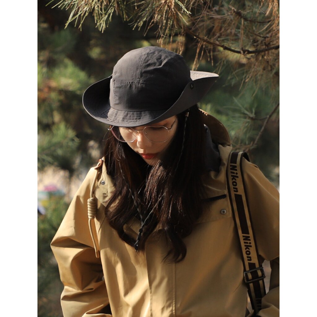 Su.B.dgn Zonnehoed, Bucket Hat, Cowboy Hoed voor Dames und Heren, Verstelbare Maat 55 - 62  cm, UV-bescherming, Snel Droog, One Size - Zwart