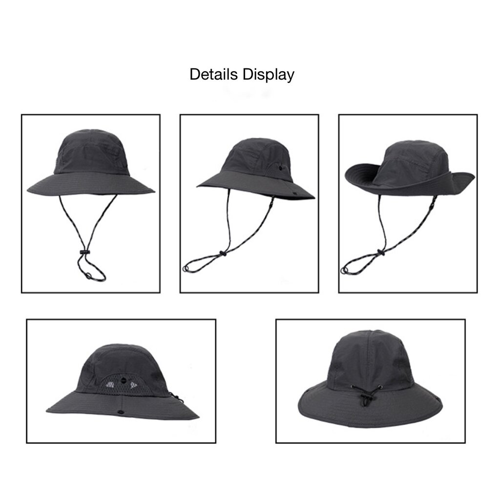 Su.B.dgn Zonnehoed, Bucket Hat, Cowboy Hoed voor Dames und Heren, Verstelbare Maat 55 - 62  cm, UV-bescherming, Snel Droog, One Size - Zwart