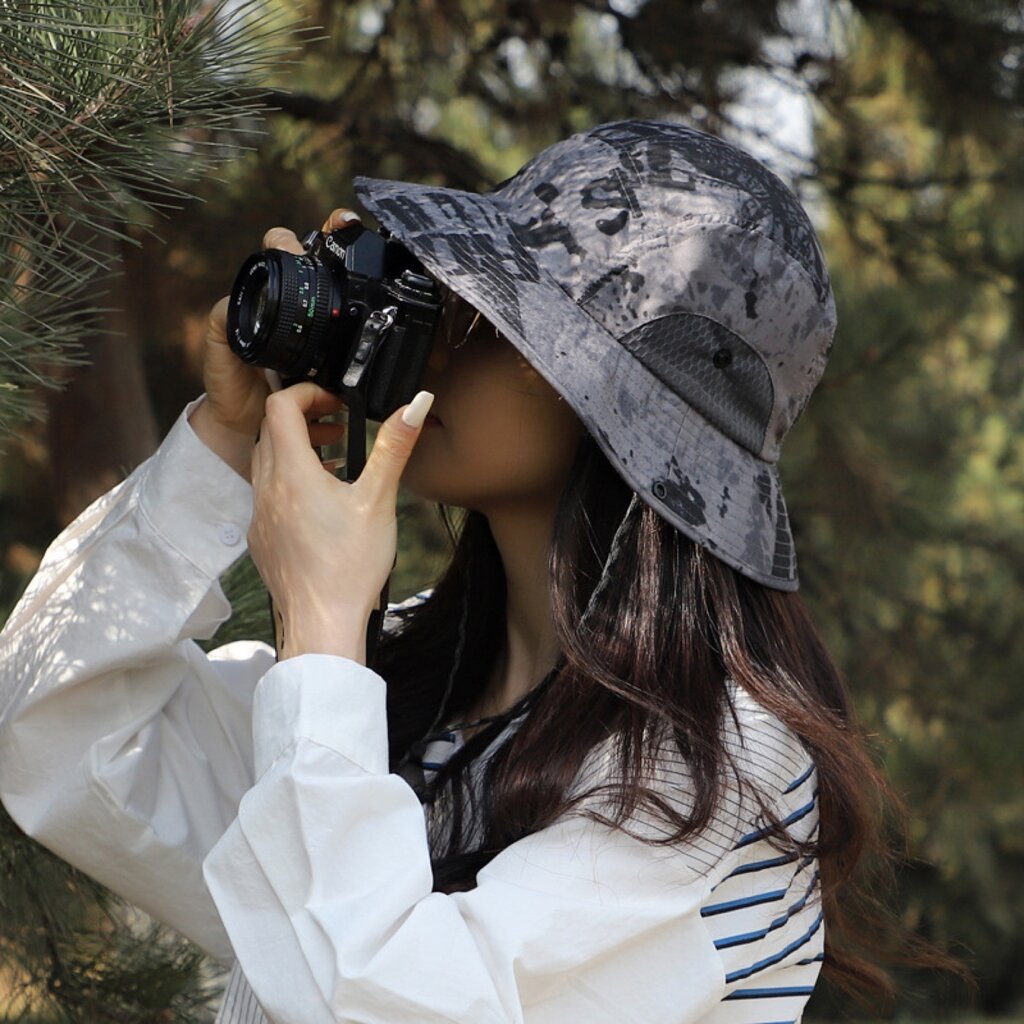 Su.B.dgn Zonnehoed, Bucket Hat, Cowboy Hoed voor Dames und Heren, Verstelbare Maat 55 - 62  cm, UV-bescherming, Snel Droog, One Size - Zwart