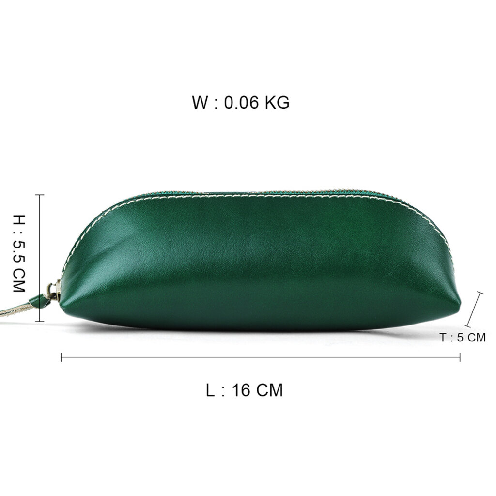 Su.B Federmäppchen - Federtasche - Etui aus Pflanzlich Gegerbtes Leder - Passend für 10- 15 Stifte -  für Männer und Frauen - Grün