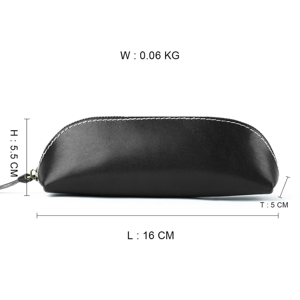 Su.B Federmäppchen - Federtasche - Etui aus Pflanzlich Gegerbtes Leder - Passend für 10- 15 Stifte -  für Männer und Frauen - Schwarz