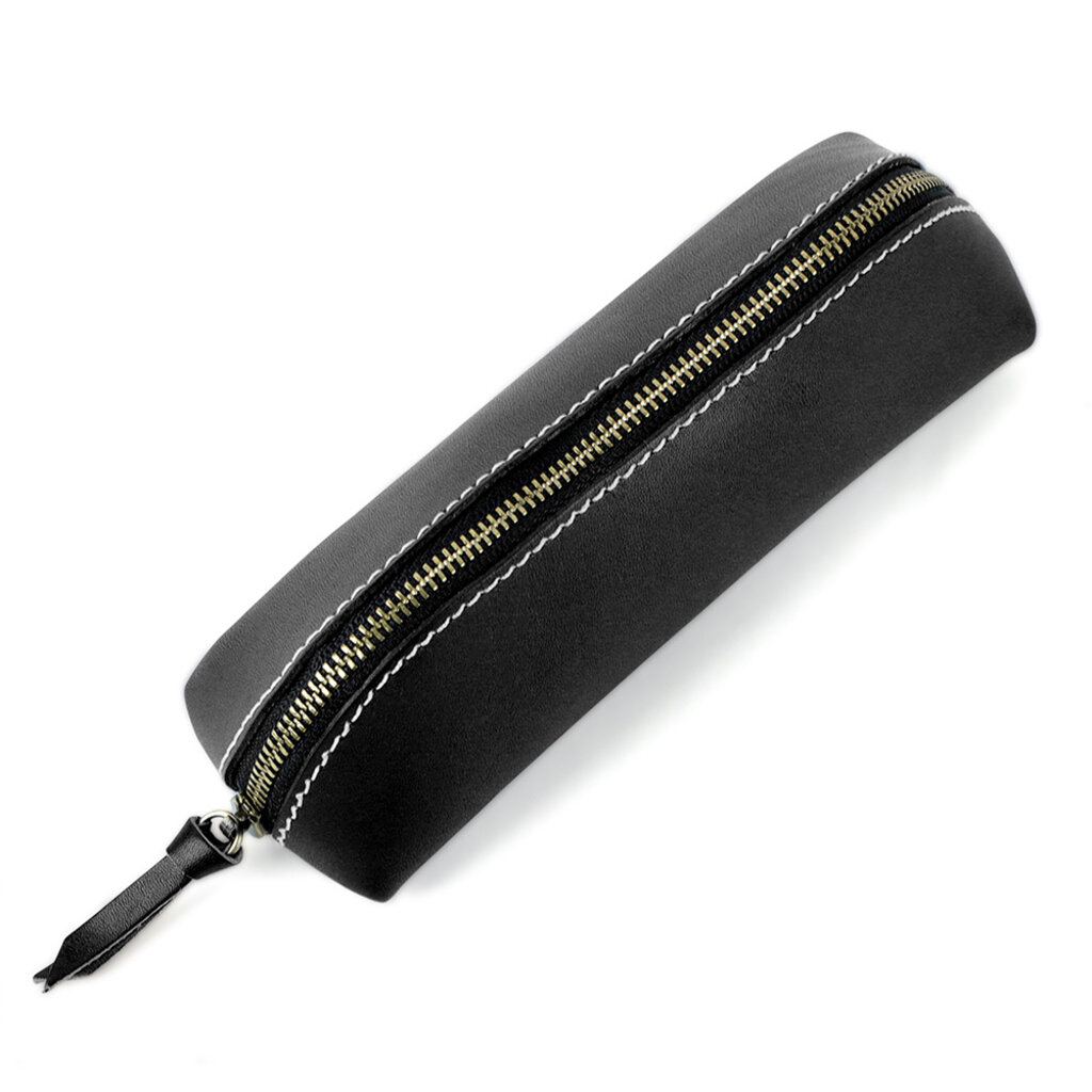 Su.B Federmäppchen - Federtasche - Etui aus Pflanzlich Gegerbtes Leder - Passend für 10- 15 Stifte -  für Männer und Frauen - Schwarz