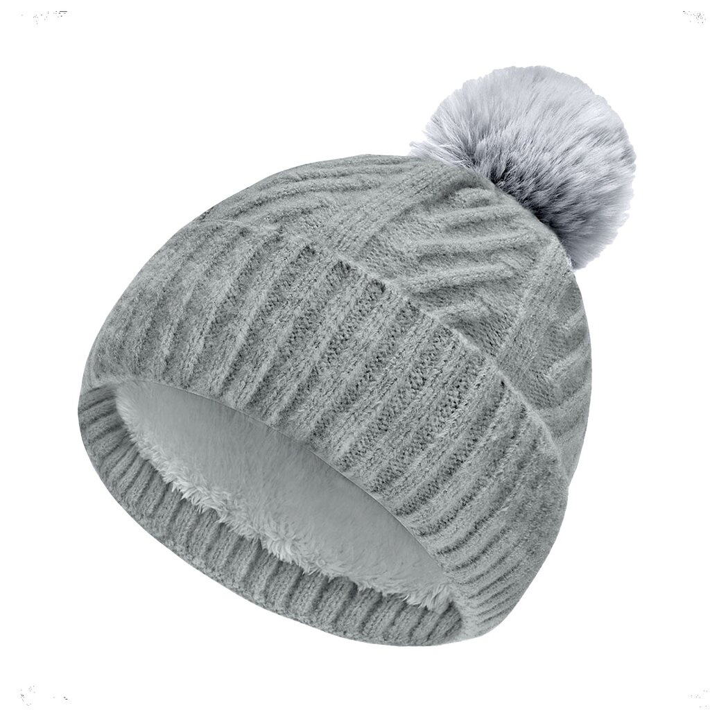 Su.B Beanie, Winter Hats for Women, Stretchy Acrylic, Double Layer Filling , One Size - Grey