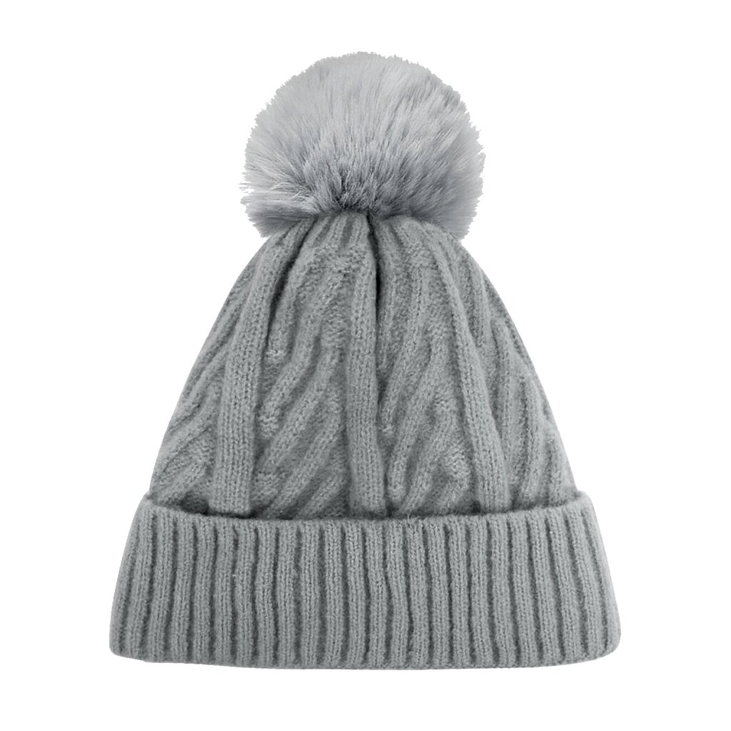 Su.B Beanie, Winter Hats for Women, Stretchy Acrylic, Double Layer Filling , One Size - Grey