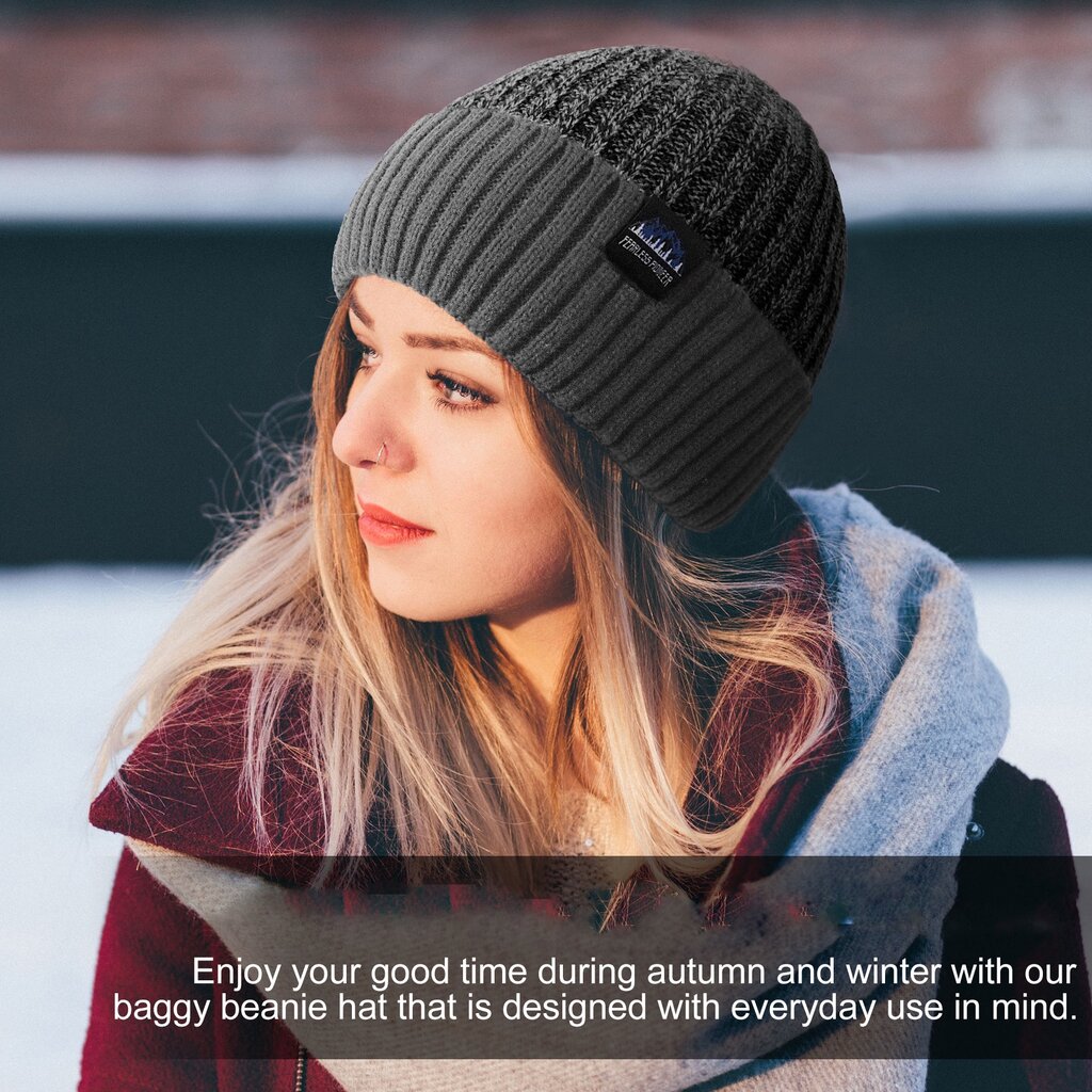 Su.B Mütze für Damen und Herren, Warme Strickmütze Damen, Beanie für den Winter - Grau