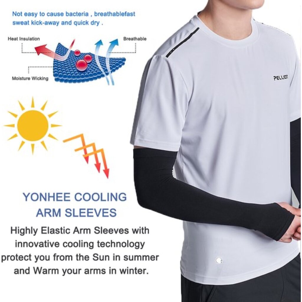 Su.B.dgn 4 Pairs of Cycling Arm Warmers – Running Arm Sleeves - Unisex – UV Protect Sport Sleeves – One Size