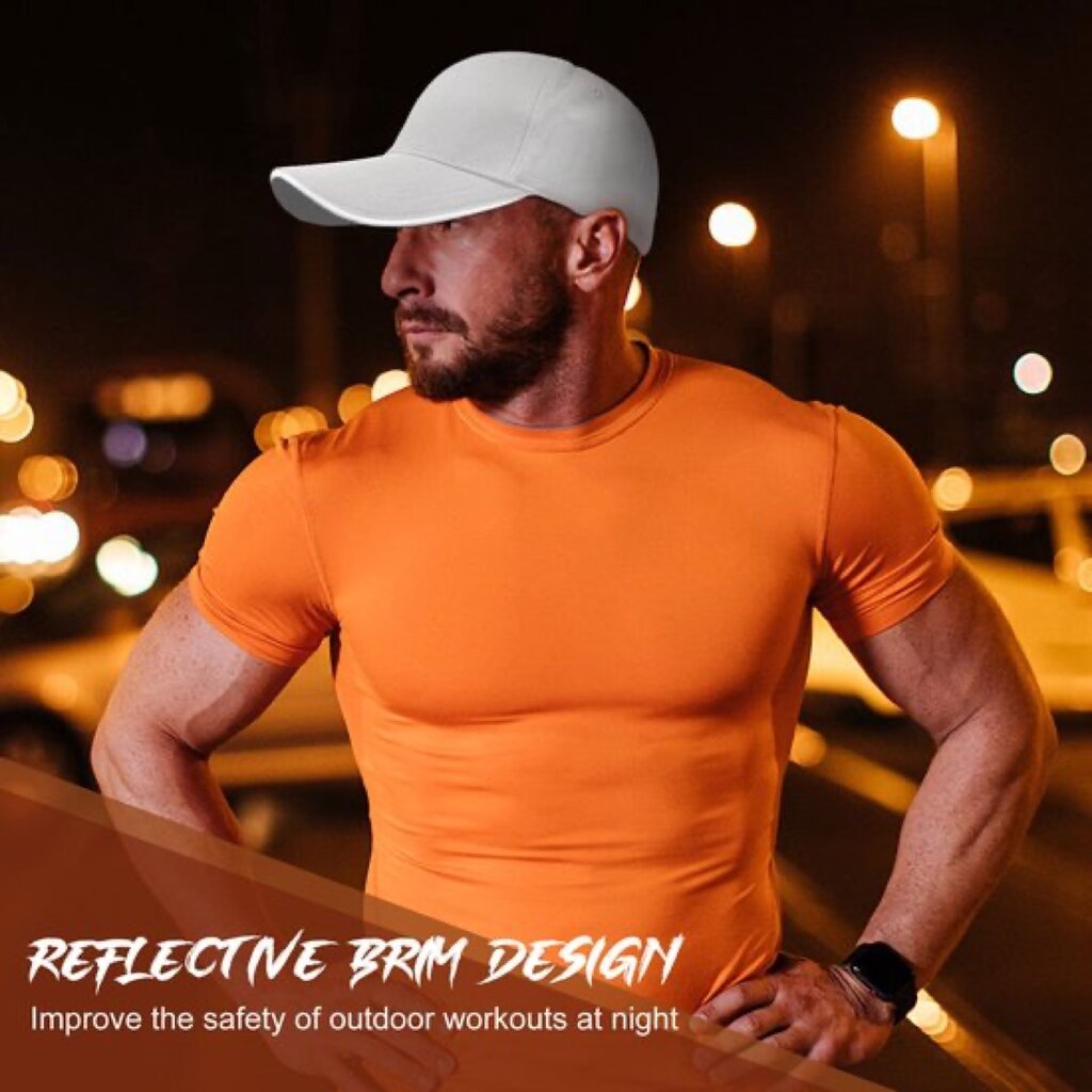 Su.B.dgn Baseball Cap, Reflective Edge, Trucker Hat, Adjustable 55-60 CM, 21-24 inch, Unisex – White