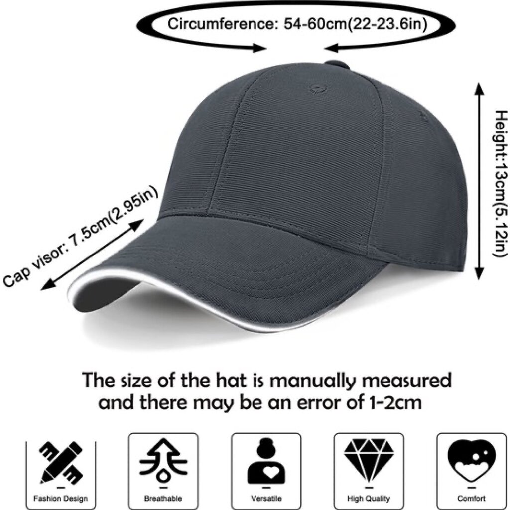 Su.B.dgn Baseball Cap Heren, Met Reflecterende Rand, Pet Dames, One Size, 55-60 CM – Grijs