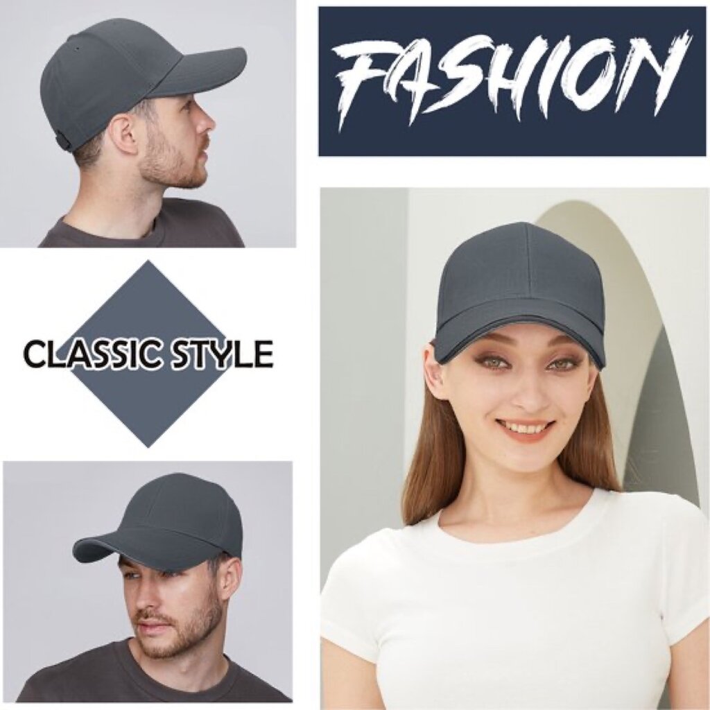 Su.B.dgn Baseball Cap, Reflective Edge, Trucker Hat, Adjustable 55-60 CM, 21-24 inch, Unisex - Grey