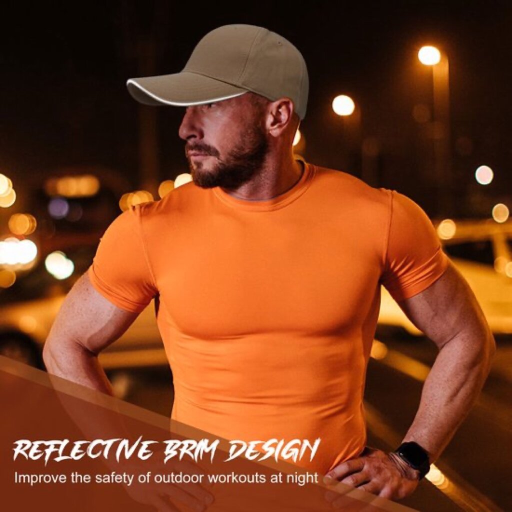 Su.B.dgn Baseball Cap, Reflective Edge, Trucker Hat, Adjustable 55-60 CM, 21-24 inch, Unisex - Beige
