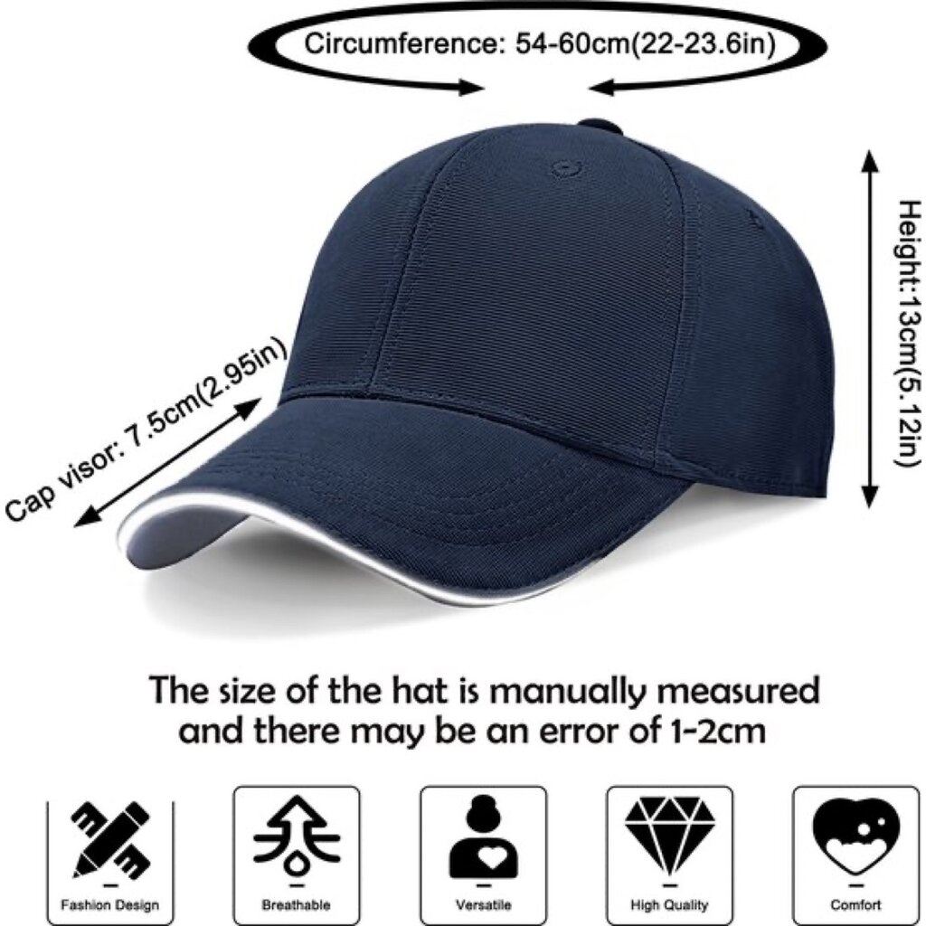 Su.B.dgn Baseball Cap Heren, Met Reflecterende Rand, Pet Dames, One Size, 55-60 CM - Blauw