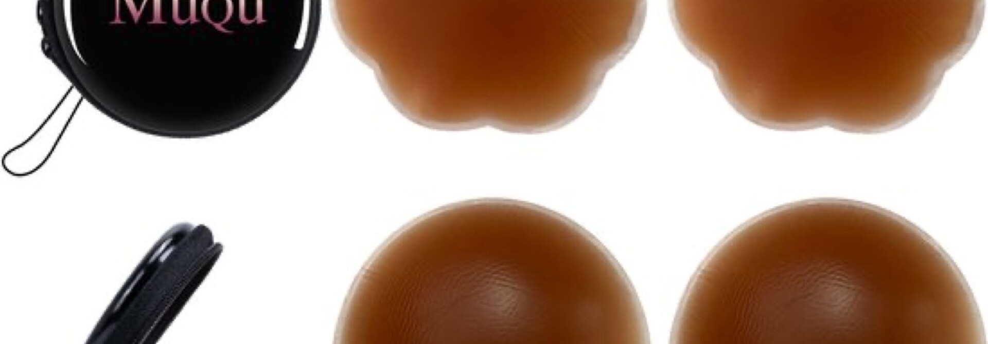 2 Pairs Nipple Cover, Adhesive Silicone Nipple Pasties, Reusable, for Women with Travel Box - Brown