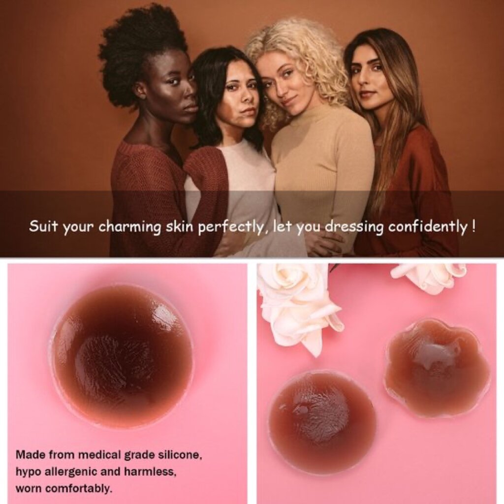 MuQu 2 Paar Nipple Covers - Tepelcovers - Herbruikbaar - Tepelplakkers –Tepel bh - Siliconen – Tepelbedekkers – Met Reisdoos - Bruin
