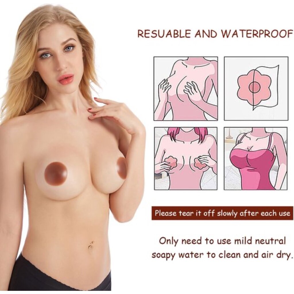 MuQu 2 Paar Nipple Covers - Tepelcovers - Herbruikbaar - Tepelplakkers –Tepel bh - Siliconen – Tepelbedekkers – Met Reisdoos - Bruin