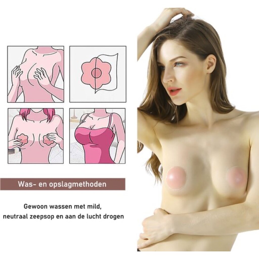 MuQu 2 Paar Brustwarzenabdeckungen, selbstklebende Silikon Nippelpads, Wiederverwendbar, für Frauen mit Reisebox – Pink