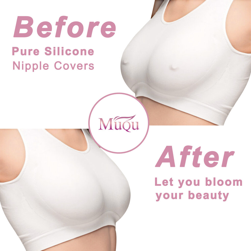 MuQu 2 Paar Brustwarzenabdeckungen, selbstklebende Silikon Nippelpads, Wiederverwendbar, für Frauen mit Reisebox – Skin