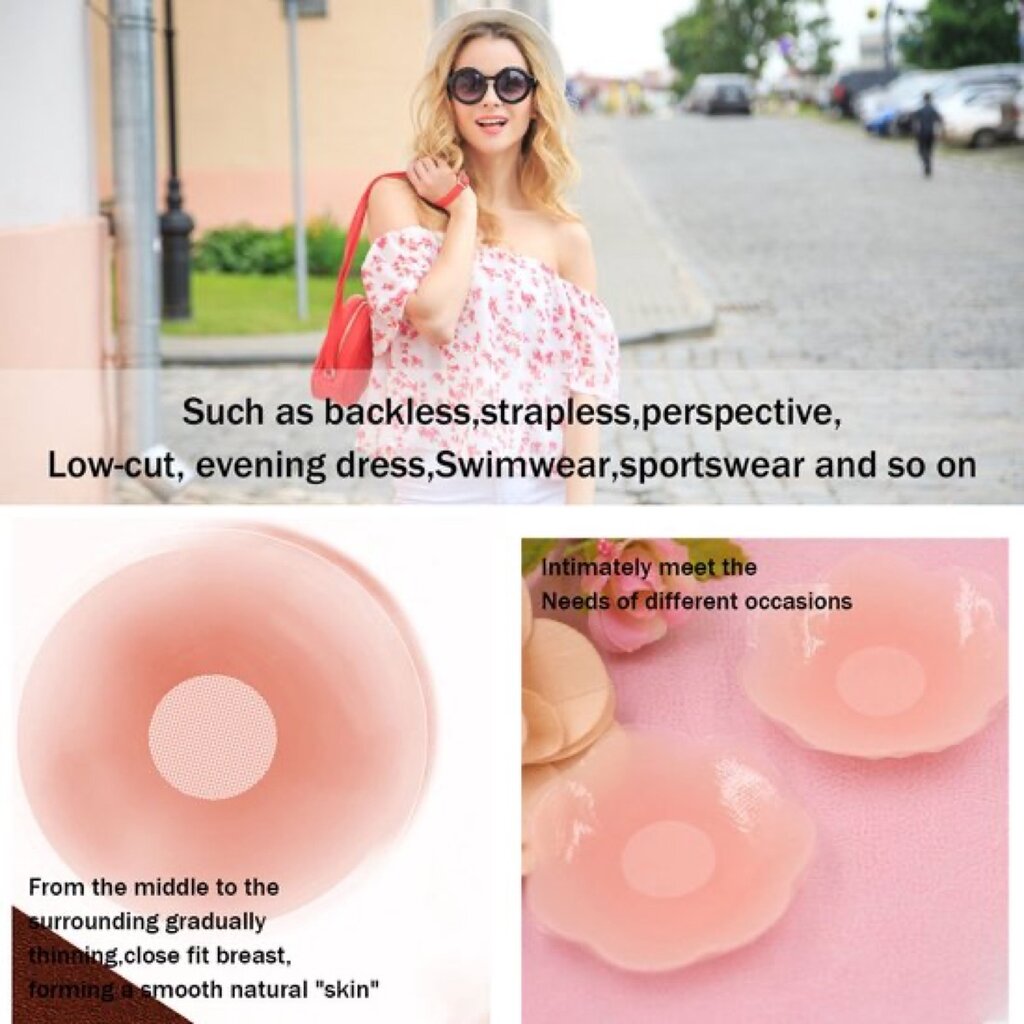 MuQu 3 Paar Brustwarzenabdeckungen, selbstklebende Silikon Nippelpads, Wiederverwendbar, für Frauen mit Reisebox – Skin