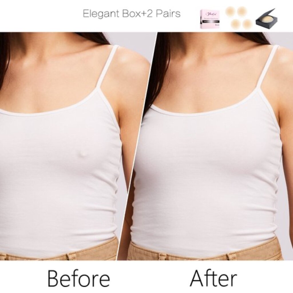 MuQu 3 Paar Brustwarzenabdeckungen, selbstklebende Silikon Nippelpads, Wiederverwendbar, für Frauen mit Reisebox – Skin