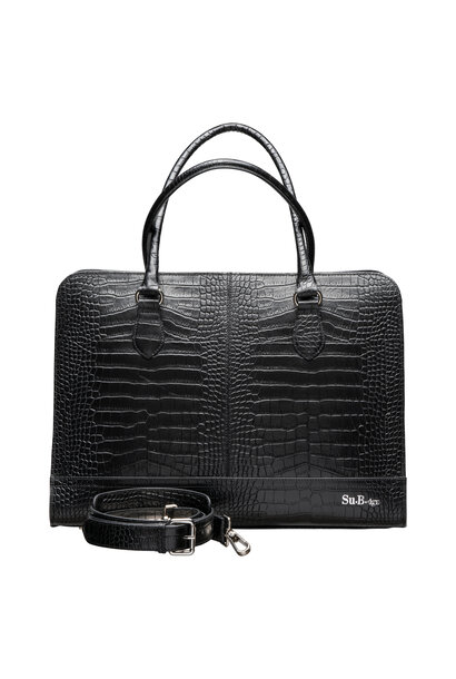 Amsterdam Travel 15 Croco Print Black