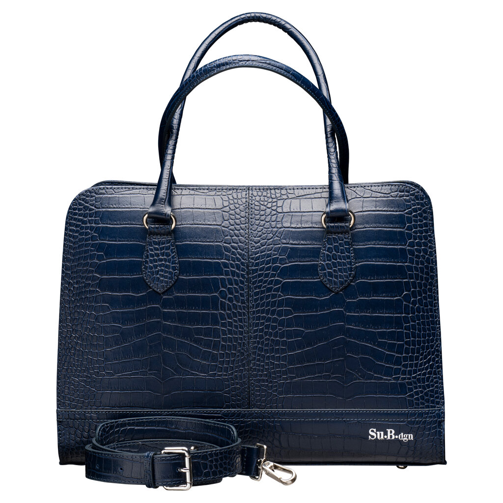 Su.B Amsterdam Travel 14 Zoll Laptoptasche Kroko-Print für Damen Blau