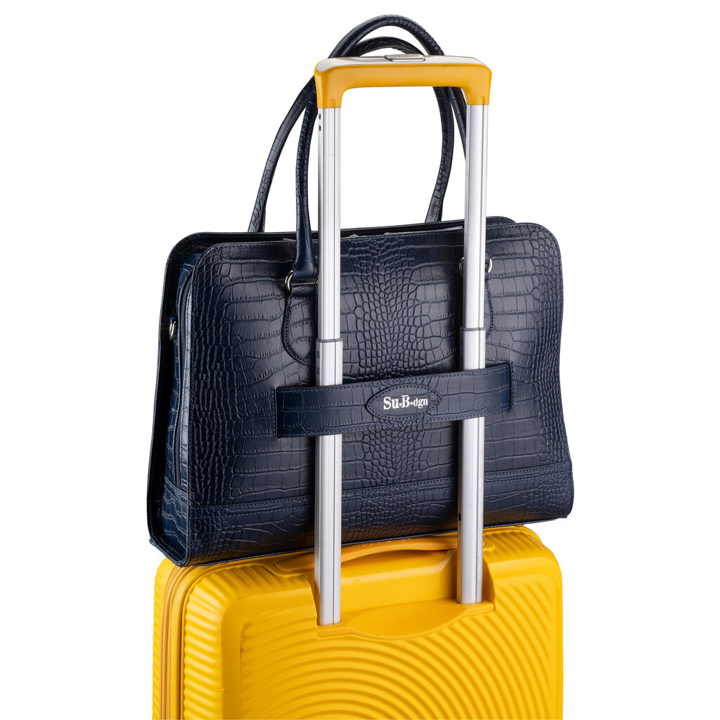 Su.B Amsterdam Travel 14 inch Laptoptas Dames Croco Print Blauw