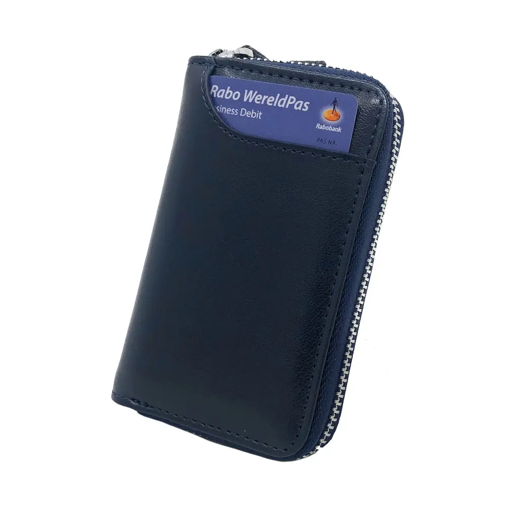 Su.B Leather Key Case, 6 Key Hooks, Card Holder, Bank Notes Wallet, Car Key Pocket, Multifunctional Key Organizer -Blue