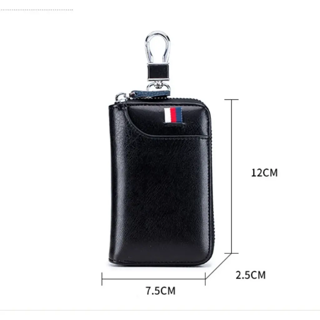 Su.B Leather Key Case, 6 Key Hooks, Card Holder, Bank Notes Wallet, Car Key Pocket, Multifunctional Key Organizer -Blue