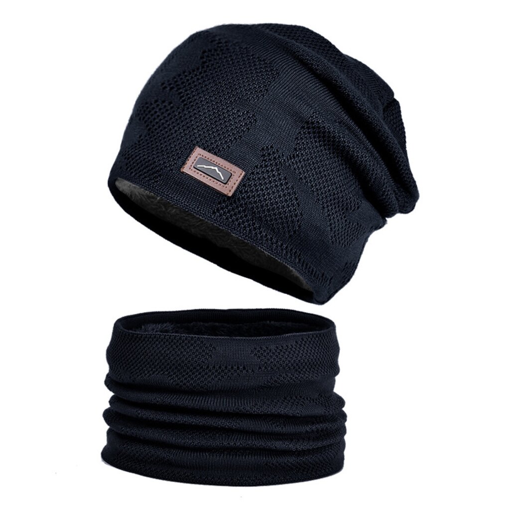Su.B.dgn Beanie and Neck Warmer Set , Winter Hats, Skiing Tube Scarf, Double Layer,  Men Women, Unisex, One Size – Black
