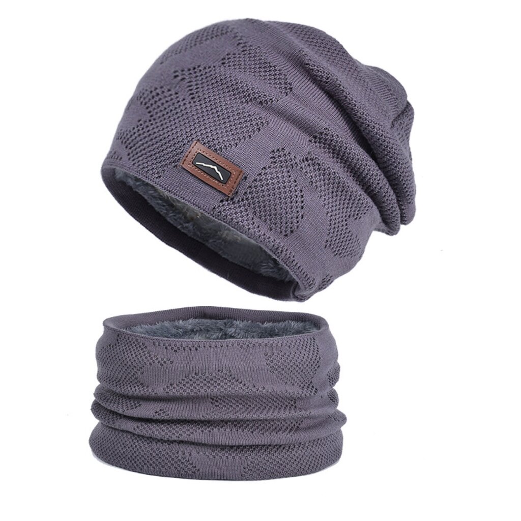 Su.B.dgn Beanie and Neck Warmer Set , Winter Hats, Skiing Tube Scarf, Double Layer,  Men Women, Unisex, One Size – Grey