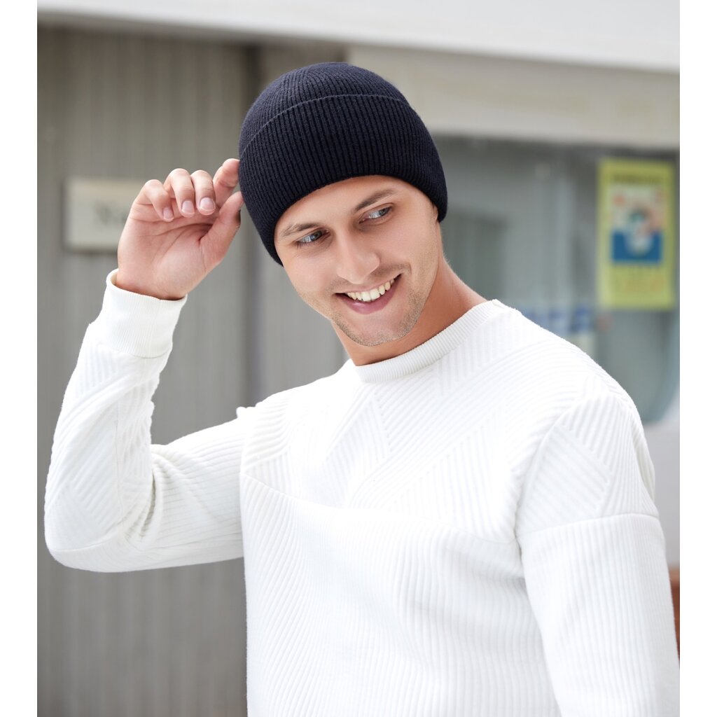 Su.B.dgn Mütze für Damen und Herren, Warme Strickmütze Damen, Beanie für den Winter - Schwarz