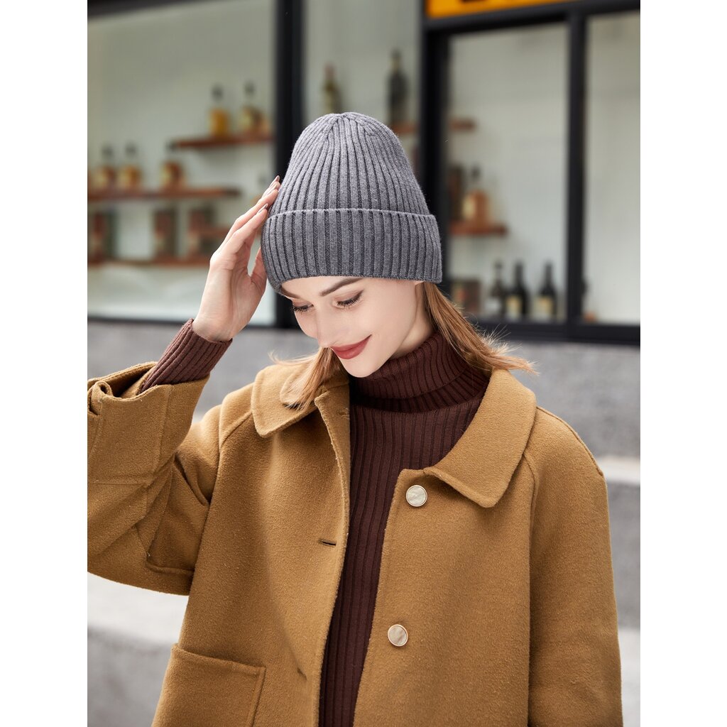 Su.B.dgn Mütze für Damen und Herren, Warme Strickmütze Damen, Beanie für den Winter - Grau