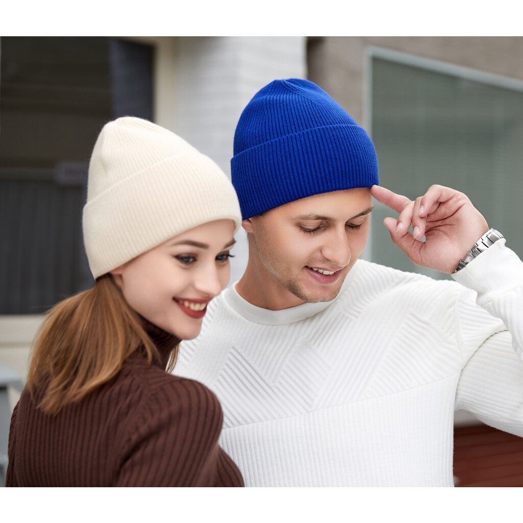 Su.B.dgn Mütze für Damen und Herren, Warme Strickmütze Damen, Beanie für den Winter - Beige